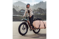 Aventon Aventure 3 Step Through Electric Bike Lifestyle Riding Surfboard