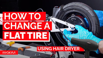 How to CHANGE a FLAT front tire INOKIM Light | TIP use a HAIR DRYER to loosen a stubborn SCREW
