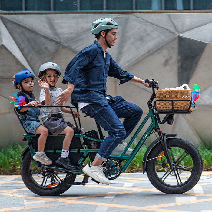 fiido t2 longtail cargo ebike lifestyle family riding city