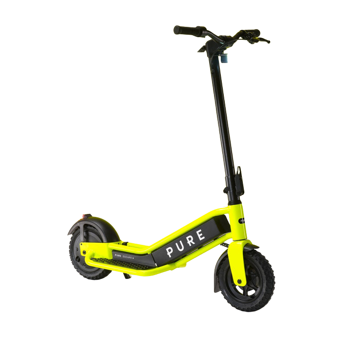 pure escape+ electric scooter yellow front side