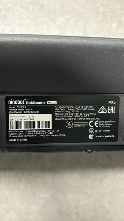 Ex-Demo Segway MAX G2 Electric Scooter
