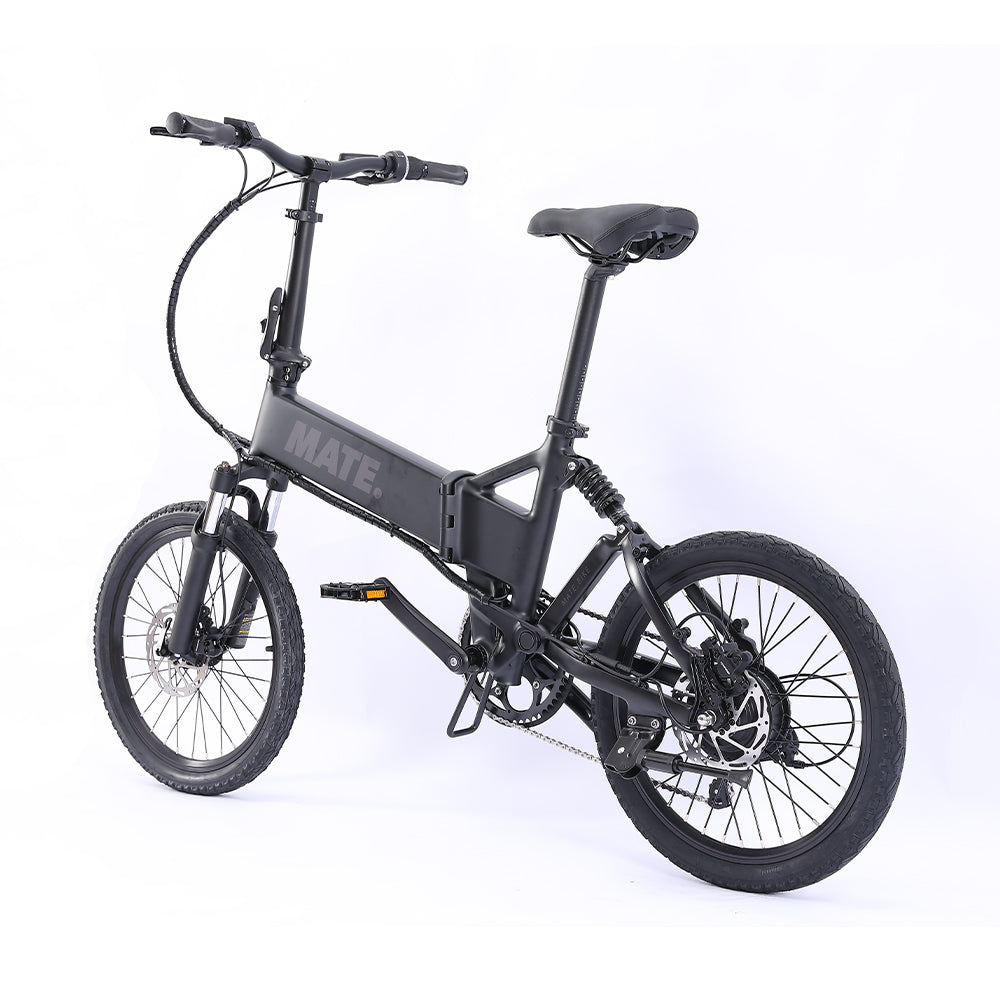 MATE Icon Folding Electric Bike Subdued Black Rear Side Left