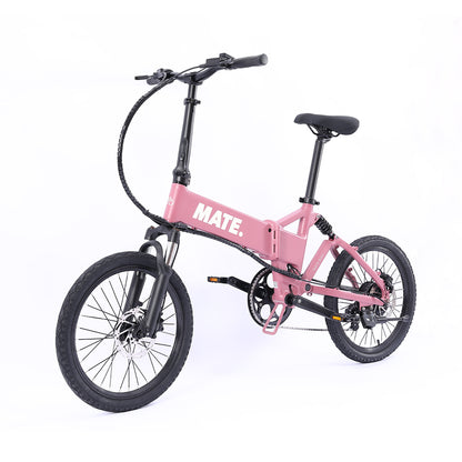 MATE Icon Folding Electric Bike Soft Bloom Front Side Left