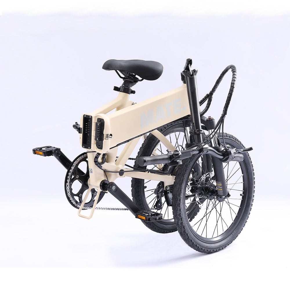 MATE Icon Folding Electric Bike Ivory Moon Folded