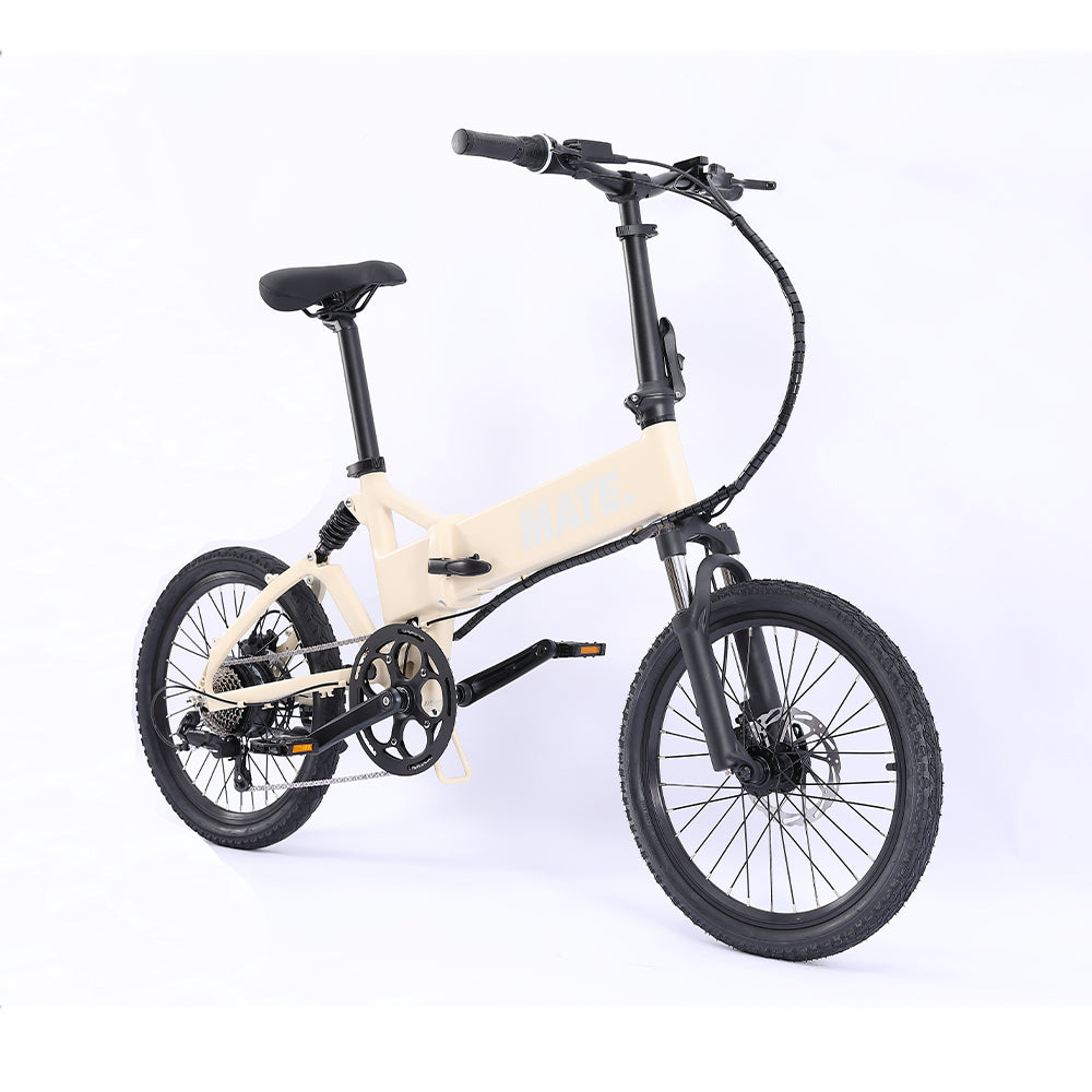 MATE Icon Folding Electric Bike Ivory Moon Front Side Right