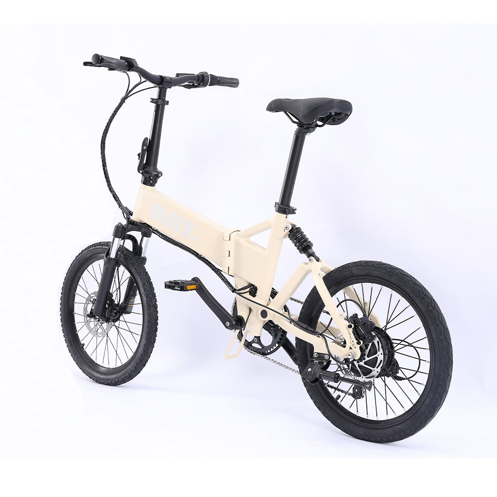 MATE Icon Folding Electric Bike Ivory Moon Rear Side Left