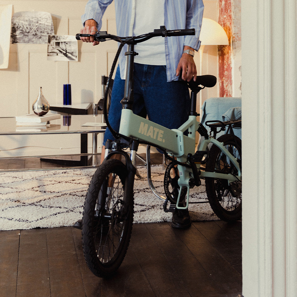 MATE Icon Folding Electric Bike Lifestyle Marina