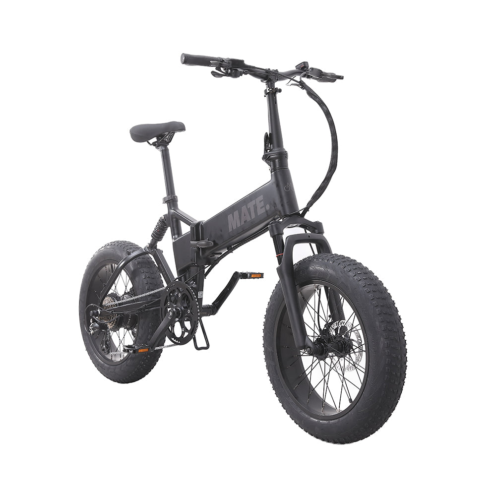 MATE X Evo Folding Electric Bike Subdued Black Front Side Right