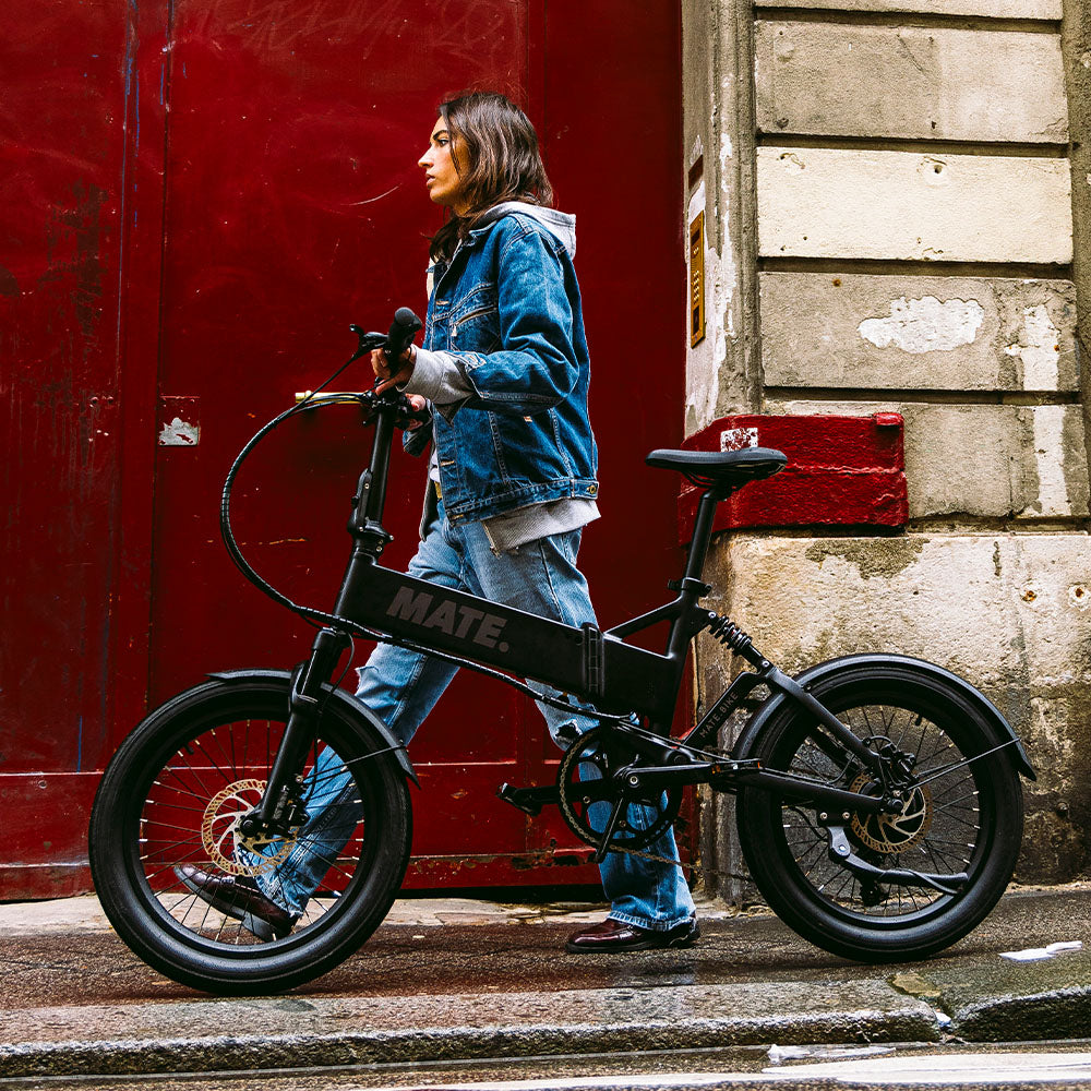 MATE X Evo Folding Electric Bike Lifestyle Walking