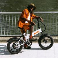 MATE X Evo Folding Electric Bike Lifestyle Waterside