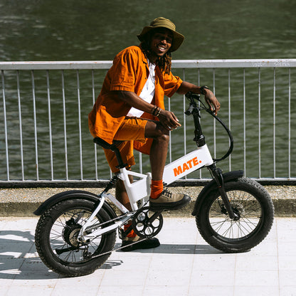 MATE X Evo Folding Electric Bike Lifestyle Waterside