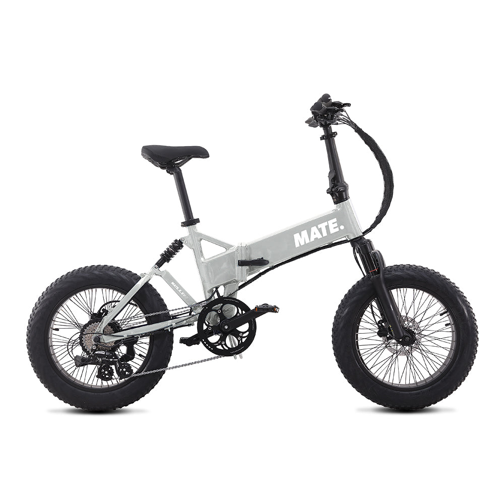 MATE X Evo Folding Electric Bike Silver Comet Side Right