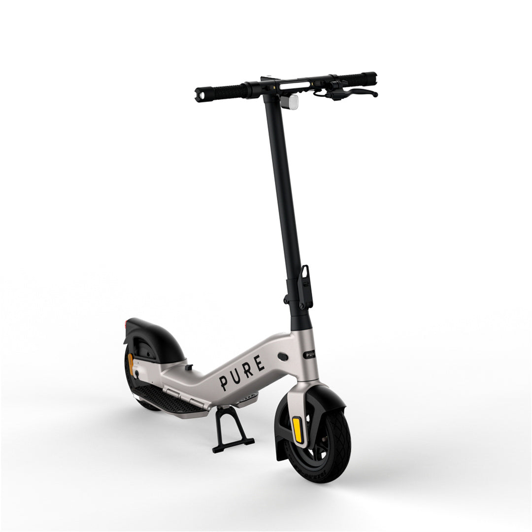 pure advance+ electric scooter platinum silver front side