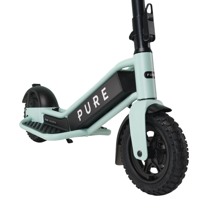 pure escape+ electric scooter green front side deck