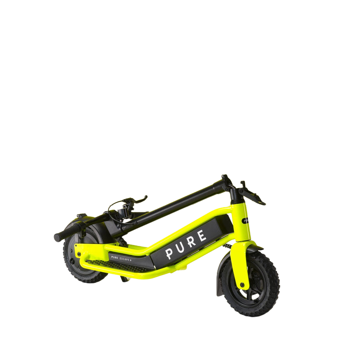 pure escape+ electric scooter yellow folded