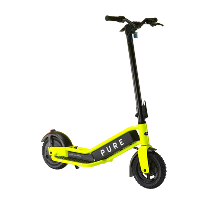 pure escape+ electric scooter yellow front side