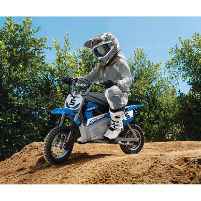razor dirt rocket mx350 blue refresh lifestyle riding side